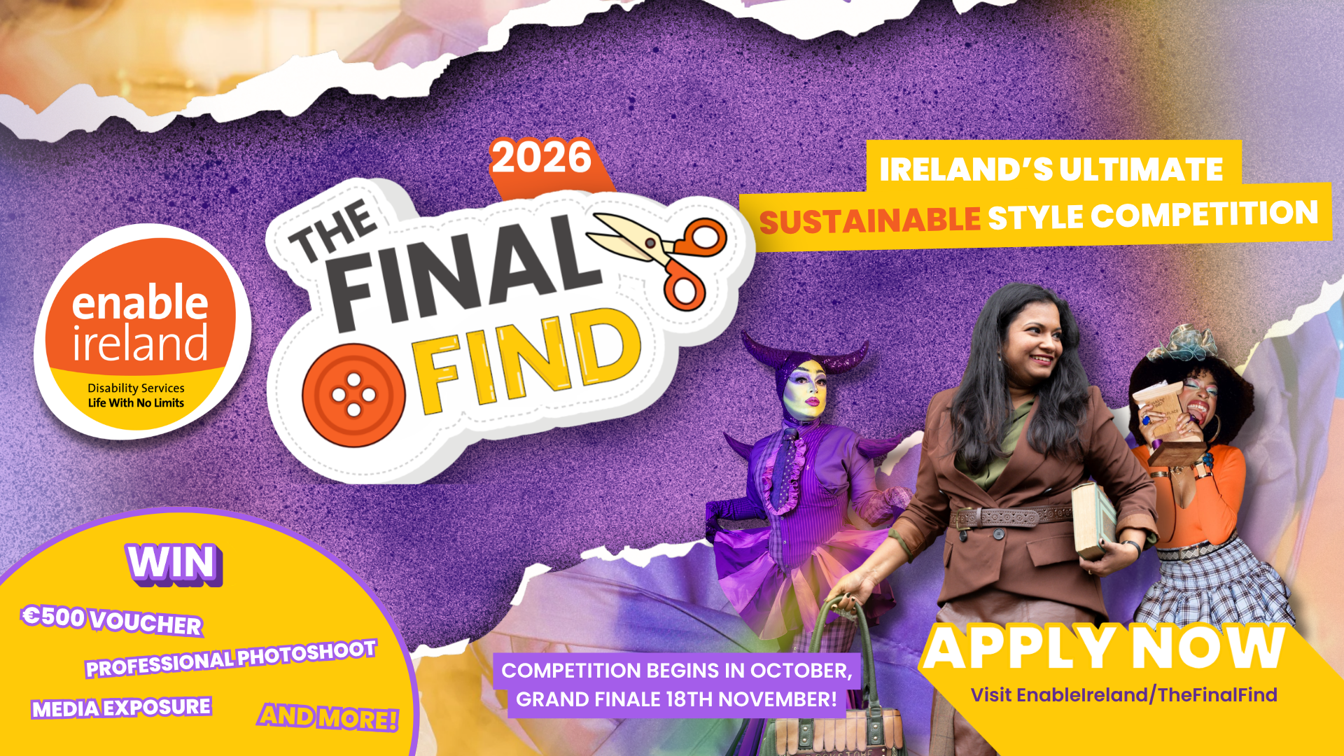 A vibrant Poster promoting the Final Find 2026. With the text Final Find 2026, Apply Now