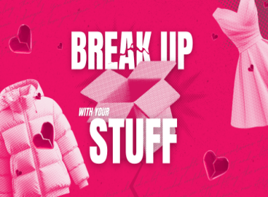 Graphic promoting Enable Ireland's 'Break Up With Your Stuff' campaign. Graphic shows an image of a cardboard box with 'Break Up With Your Stuff' written on it.